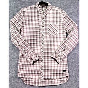 Outpost Makers Women’s L Plaid Cotton Shirt Brown Maroon Button Front Casual Top